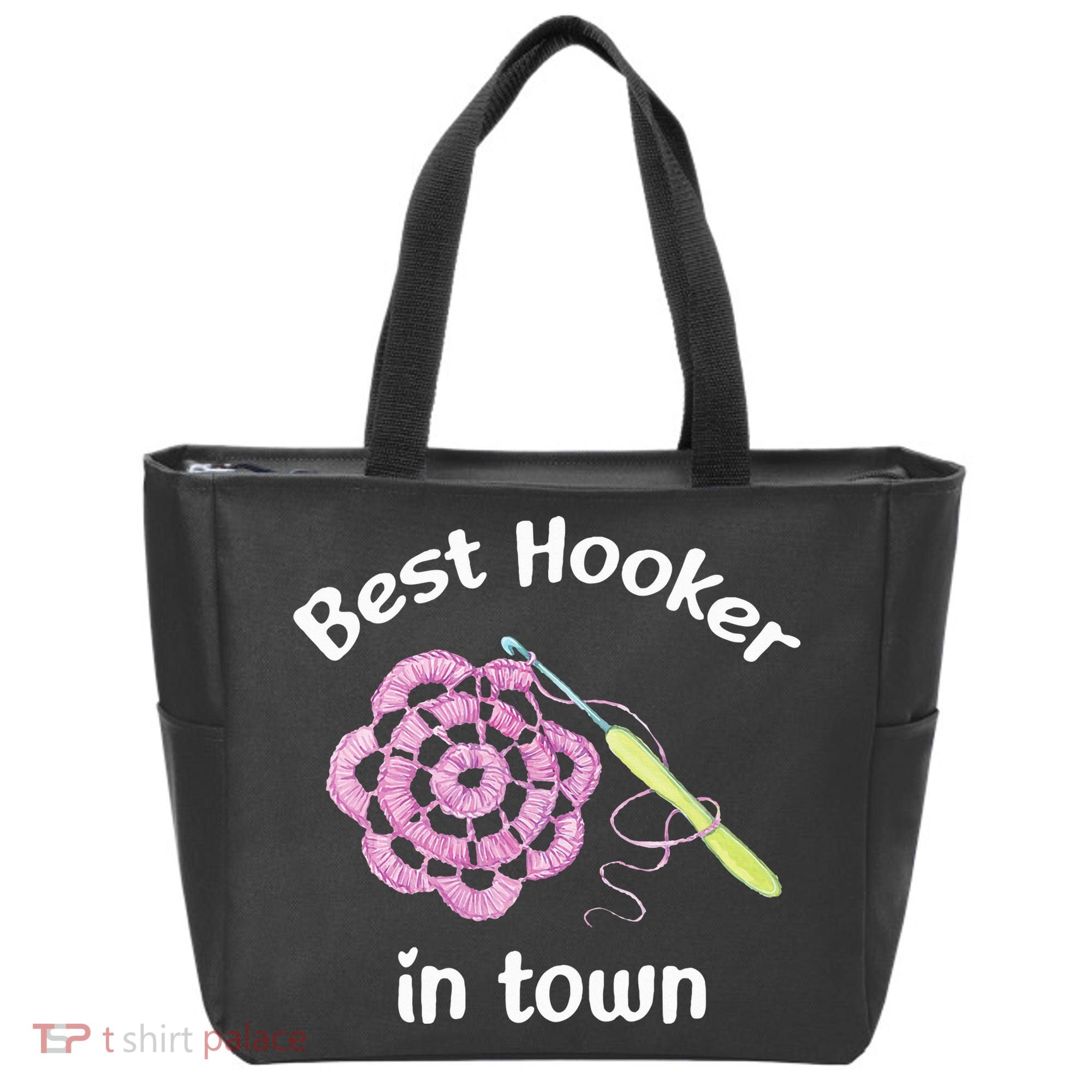 Crochet Best Hooker In Town Funny Yarn Tote Bag