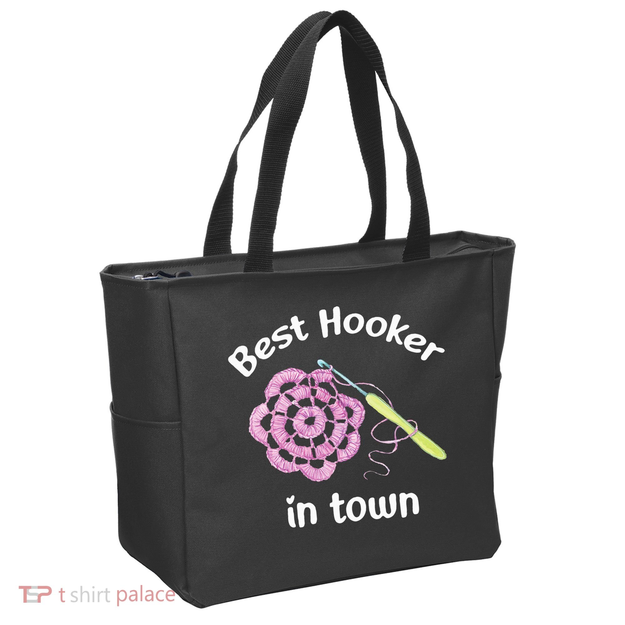 Crochet Best Hooker In Town Funny Yarn Tote Bag