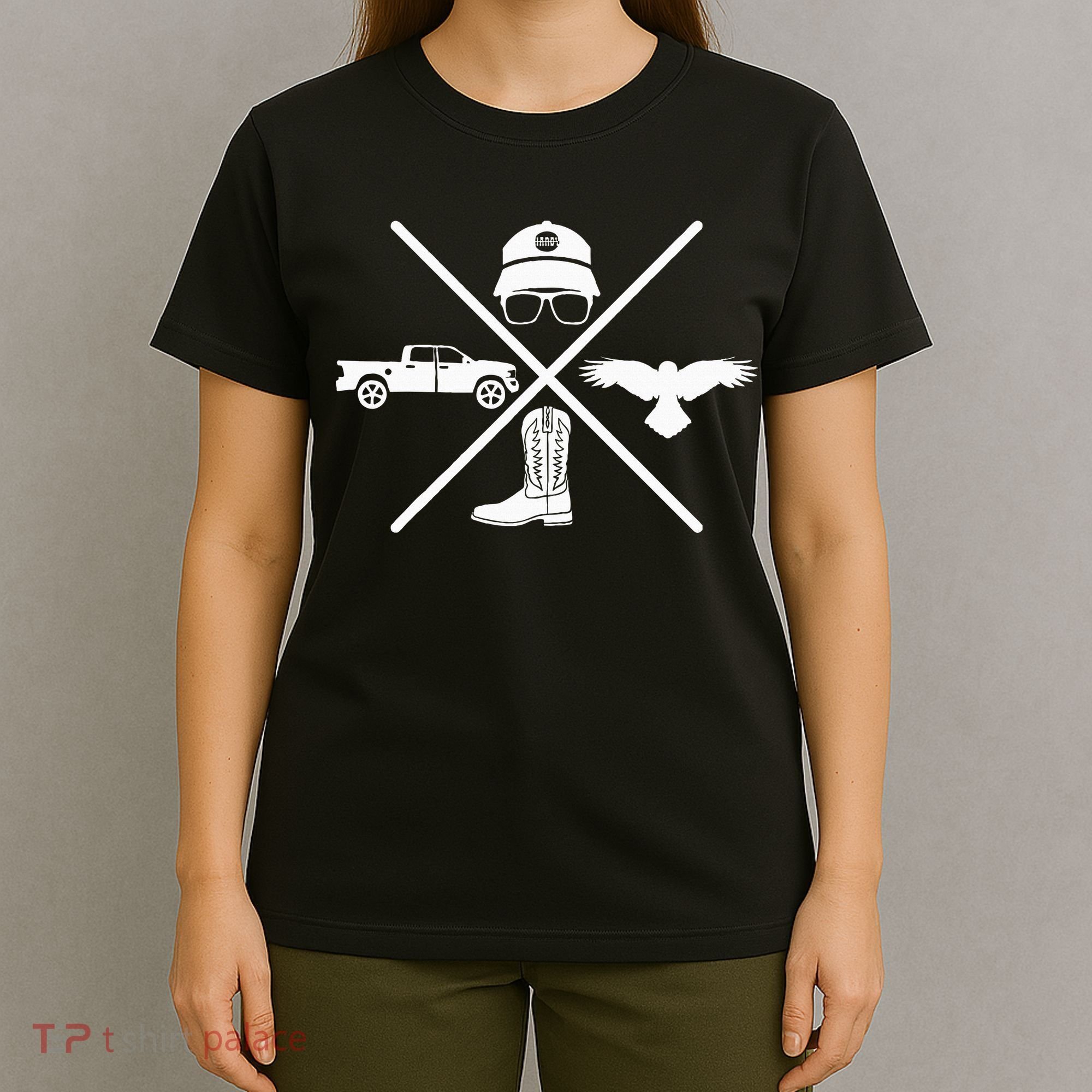 Crow Boots Hat and Truck Funny Hardy Family T-Shirt