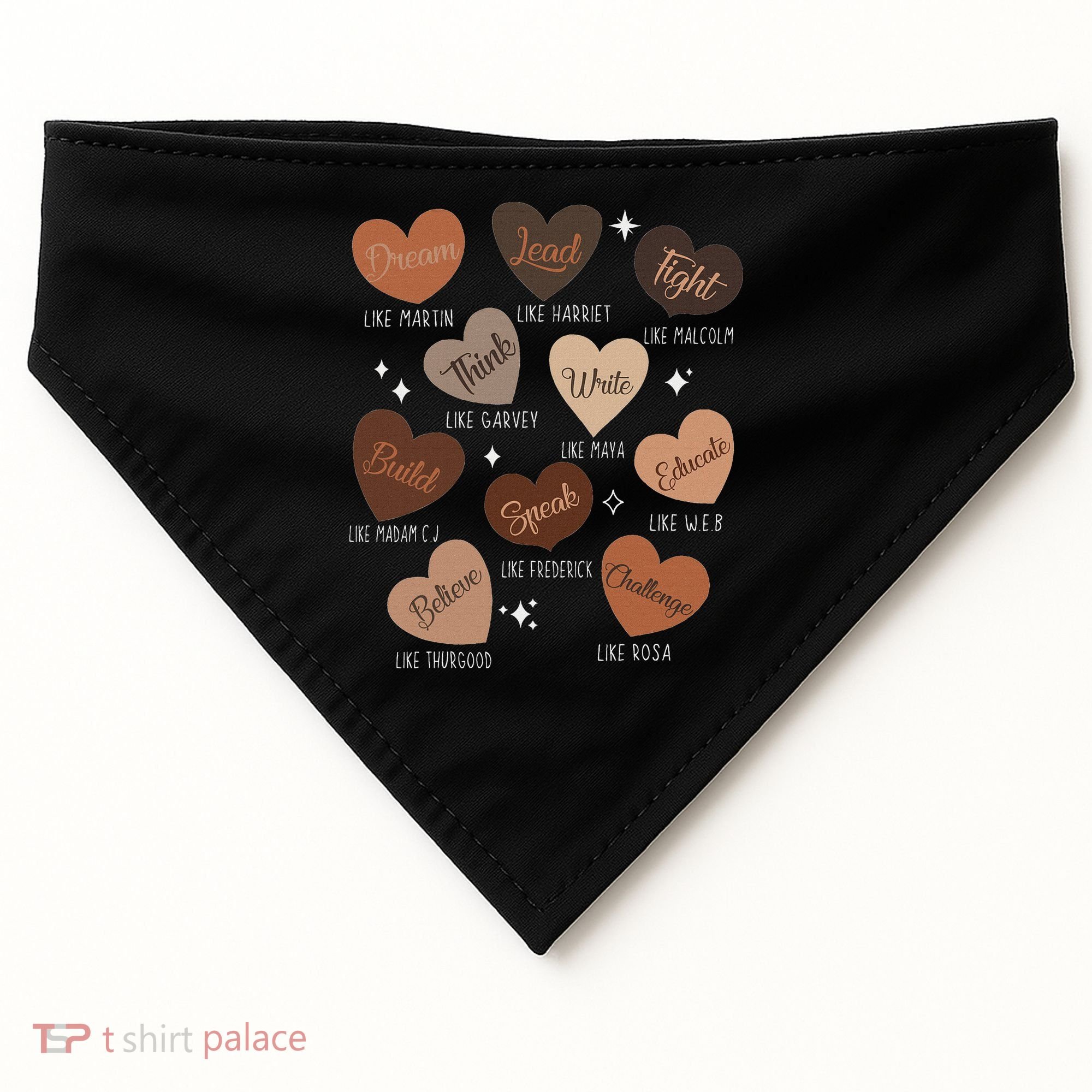 Celebrating Black History With Educated Leader Hearts USA-Made Doggie Bandana