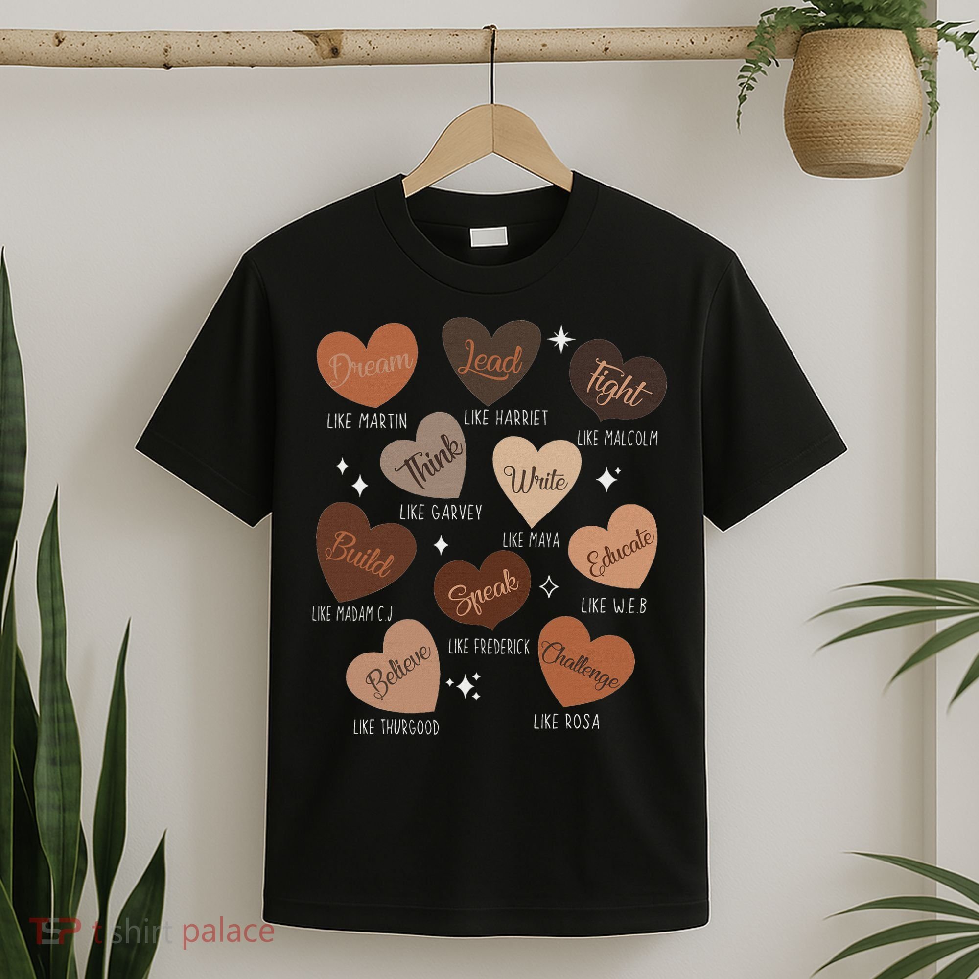 Celebrating Black History With Educated Leader Hearts T-Shirt