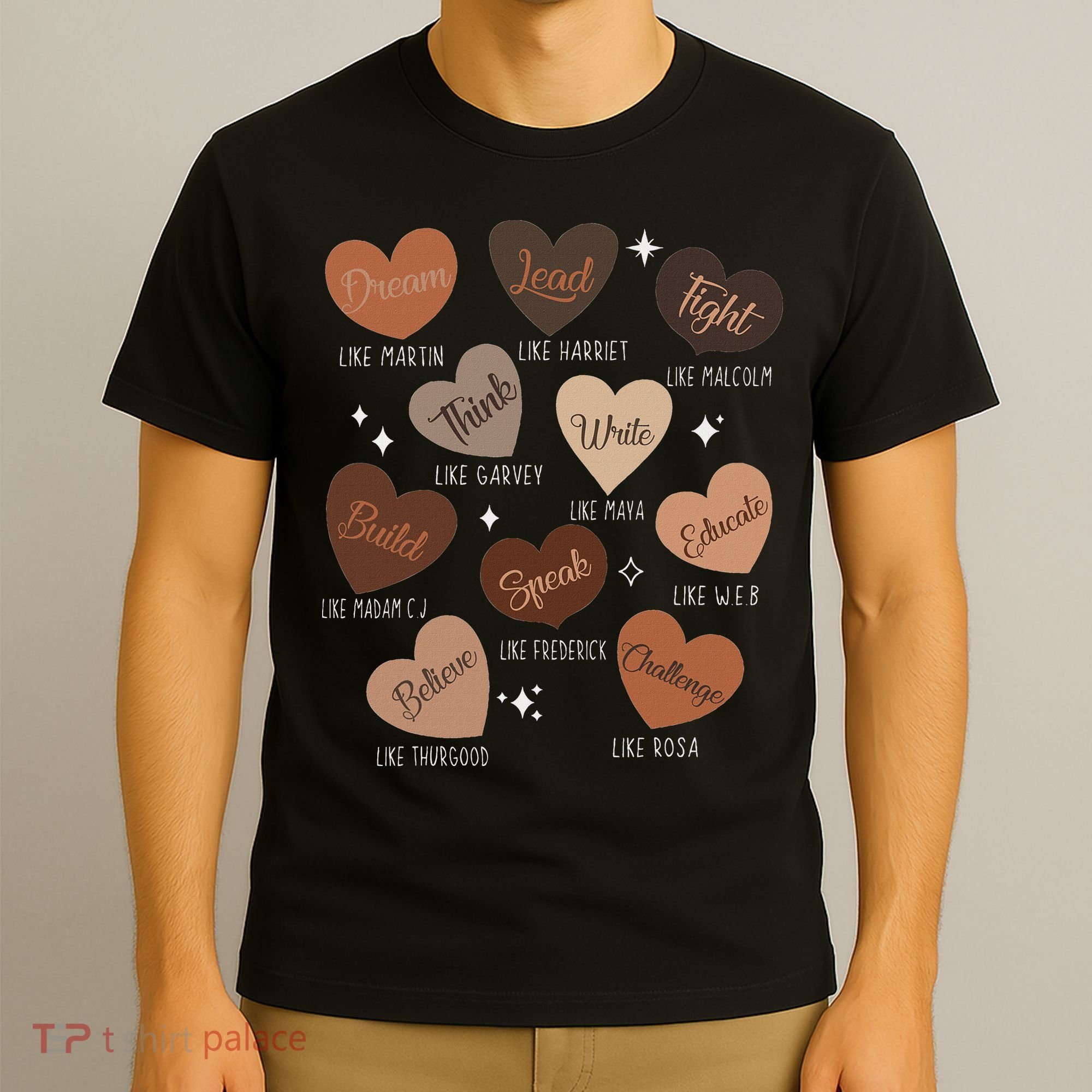 Celebrating Black History With Educated Leader Hearts T-Shirt
