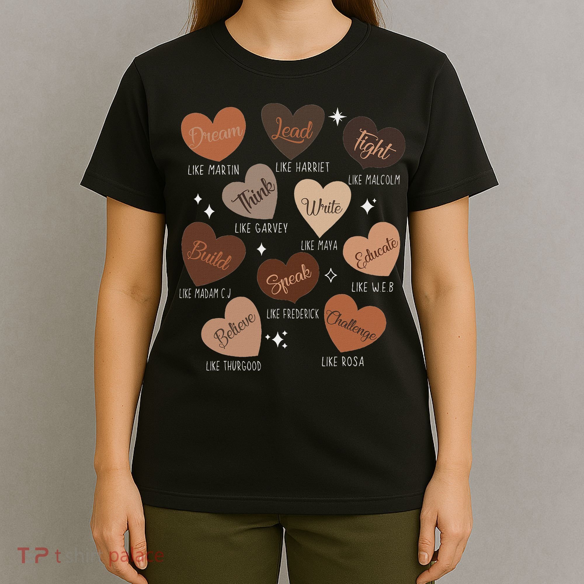 Celebrating Black History With Educated Leader Hearts T-Shirt