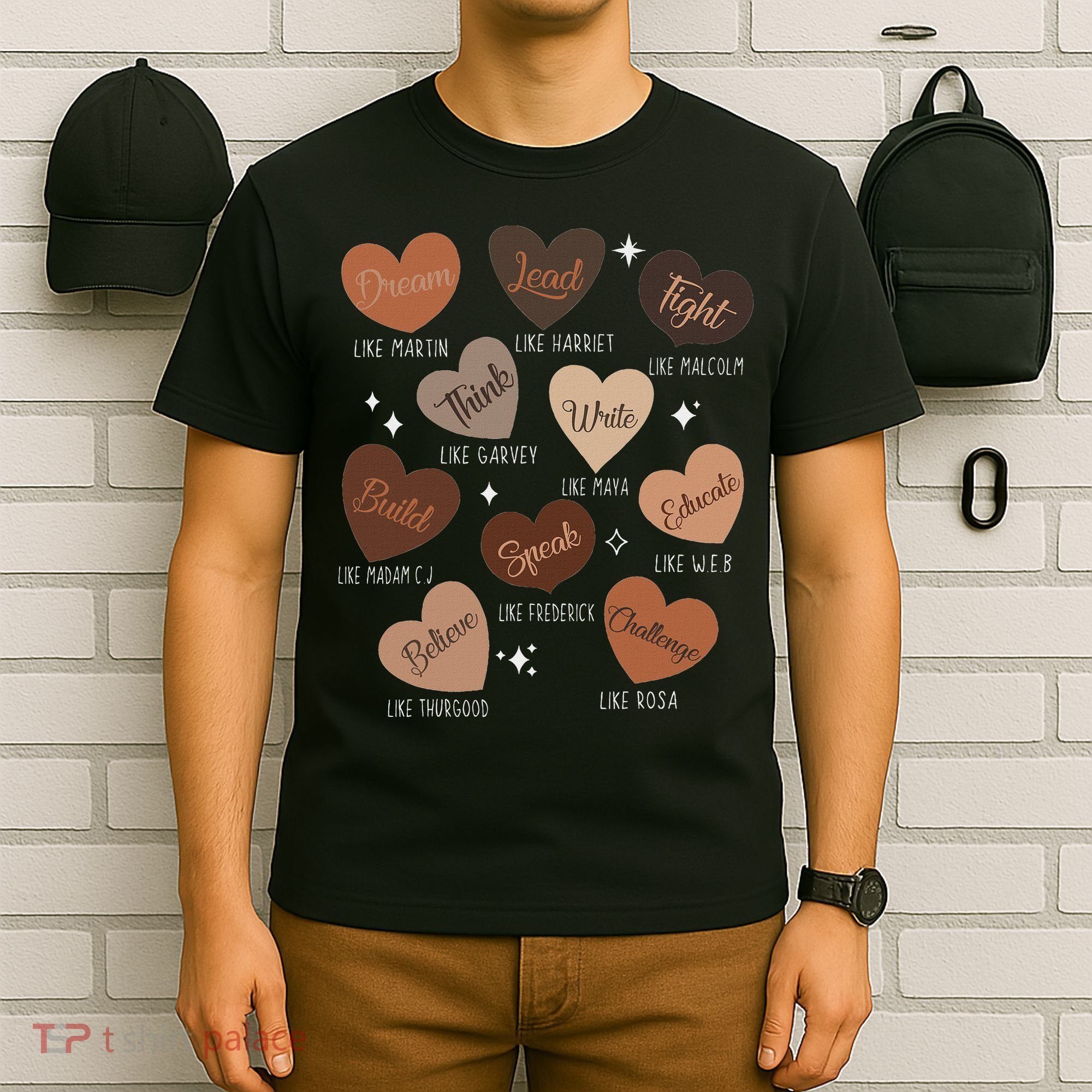 Celebrating Black History With Educated Leader Hearts T-Shirt