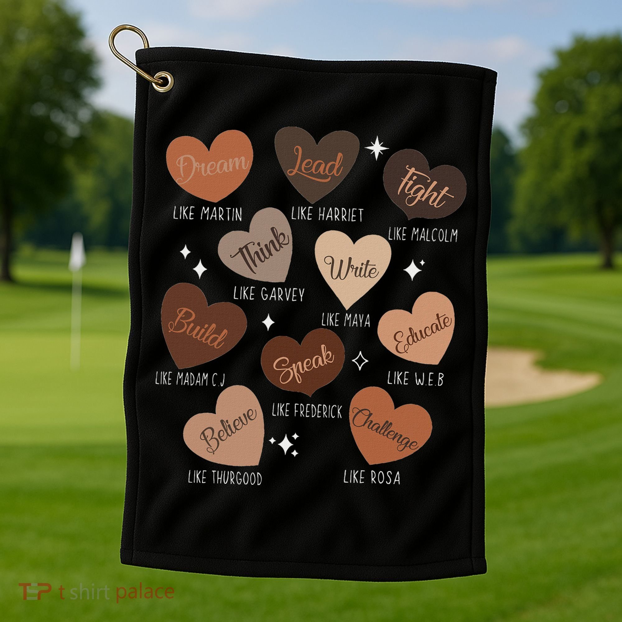 Celebrating Black History With Educated Leader Hearts Golf Towel