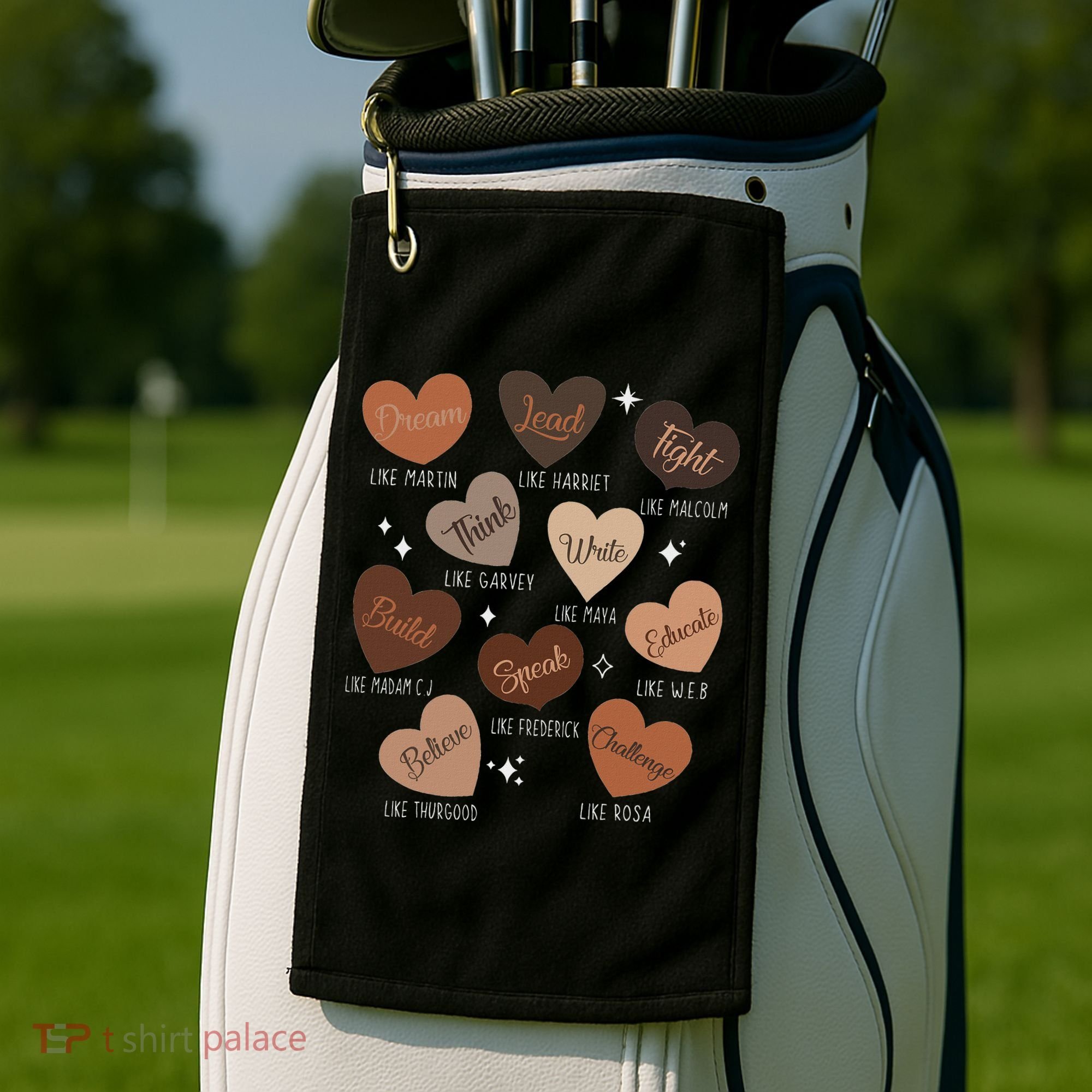 Celebrating Black History With Educated Leader Hearts Golf Towel