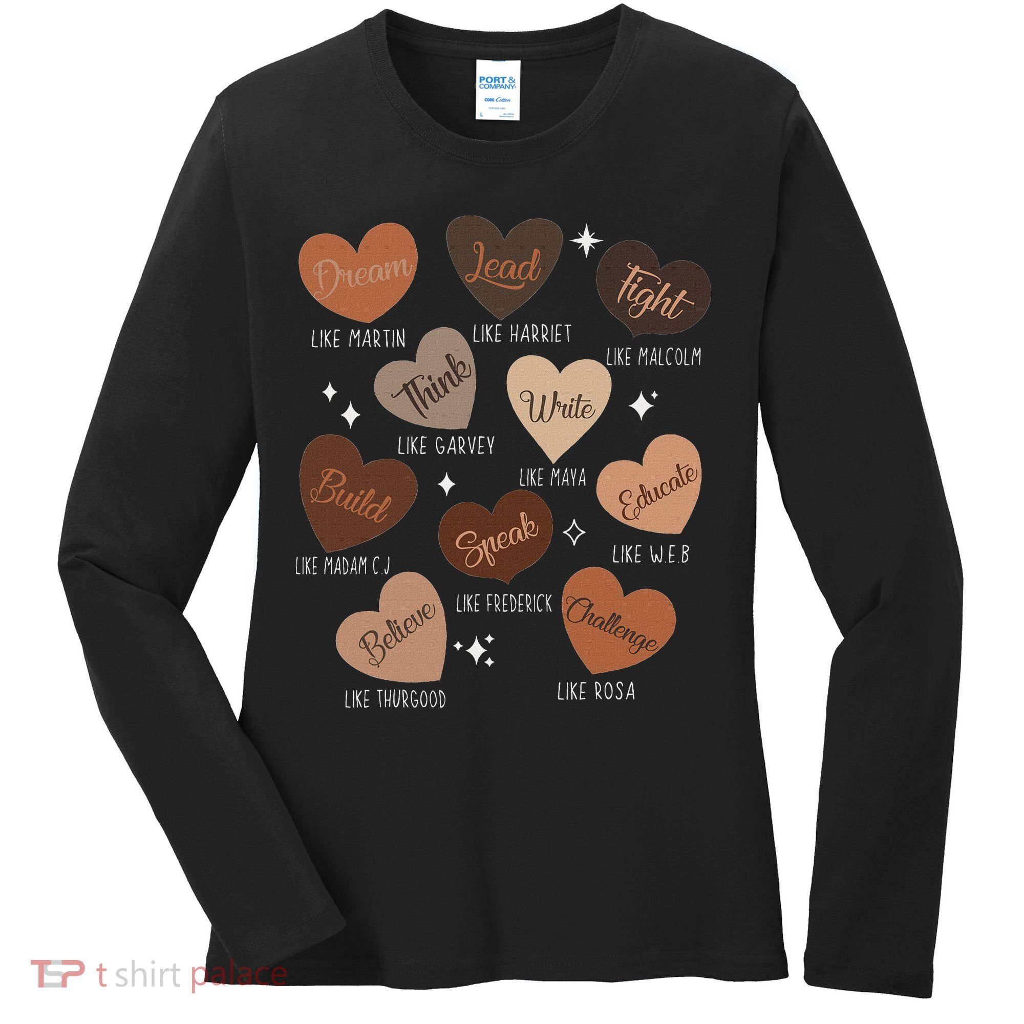 Celebrating Black History With Educated Leader Hearts Women's Long Sleeve Shirt