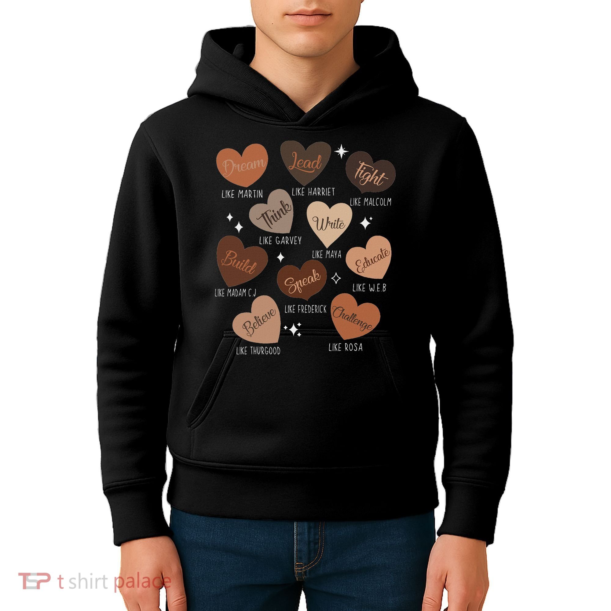 Celebrating Black History With Educated Leader Hearts Kids Hoodie