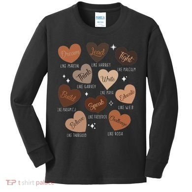 Celebrating Black History With Educated Leader Hearts Kids Long Sleeve Shirt