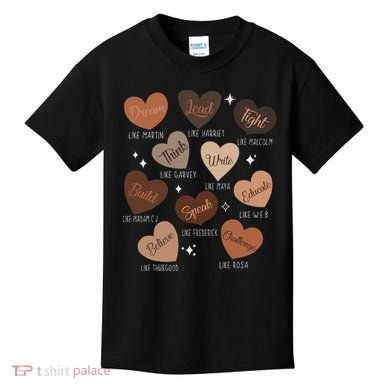 Celebrating Black History With Educated Leader Hearts Kids T-Shirt
