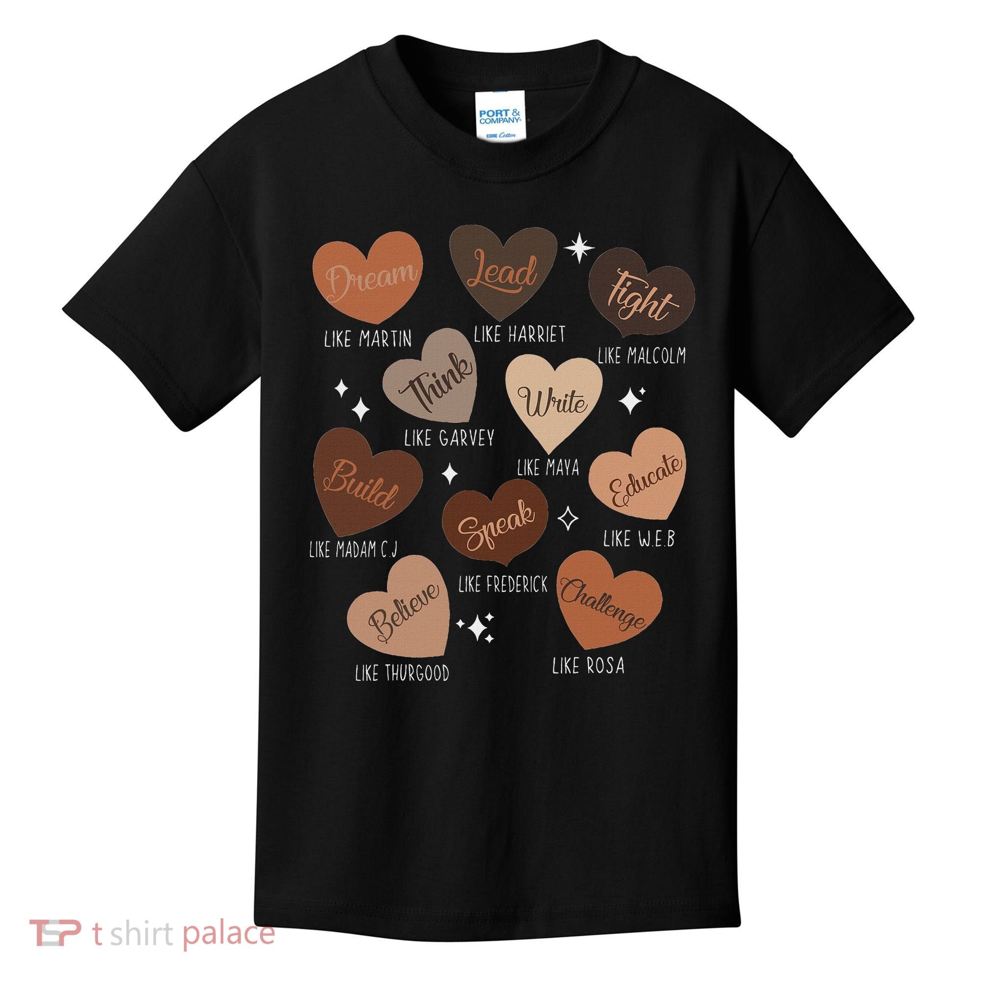 Celebrating Black History With Educated Leader Hearts Kids T-Shirt