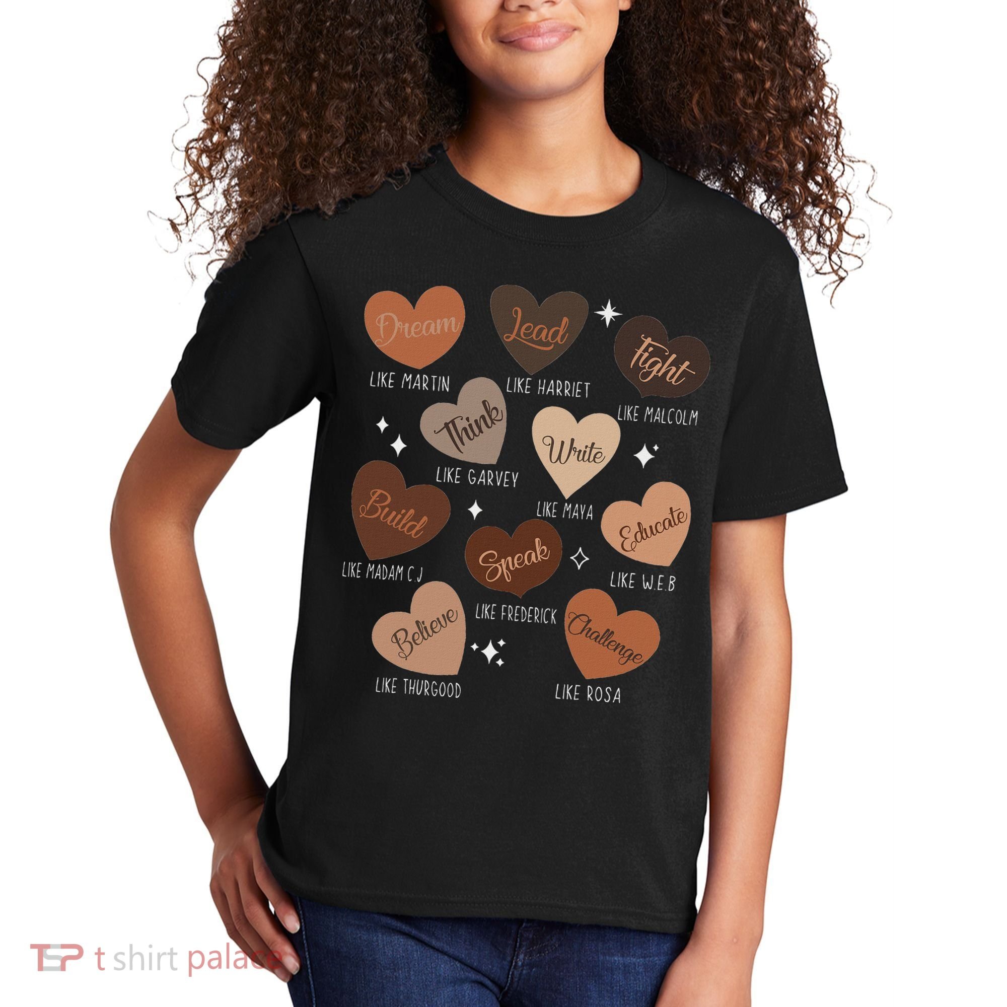 Celebrating Black History With Educated Leader Hearts Kids T-Shirt
