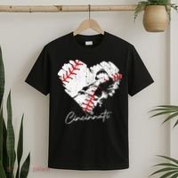 Cincinnati Baseball Heart Distressed Vintage Baseball Fans T-Shirt thumb 2