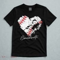 Cincinnati Baseball Heart Distressed Vintage Baseball Fans T-Shirt thumb 5