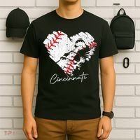 Cincinnati Baseball Heart Distressed Vintage Baseball Fans T-Shirt thumb 6