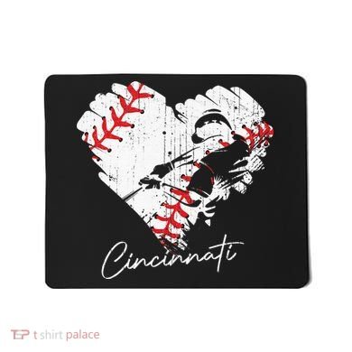 Cincinnati Baseball Heart Distressed Vintage Baseball Fans Mousepad