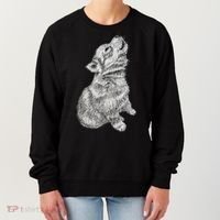 Cute Baby Howling Wolf Cub Sketch TShirt Women's Sweatshirt thumb 0