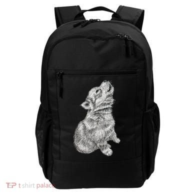 Cute Baby Howling Wolf Cub Sketch TShirt Backpack