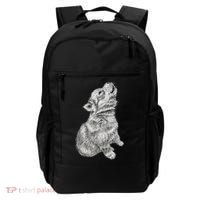 Cute Baby Howling Wolf Cub Sketch TShirt Backpack thumb 0