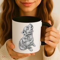 Cute Baby Howling Wolf Cub Sketch TShirt Coffee Mug thumb 3