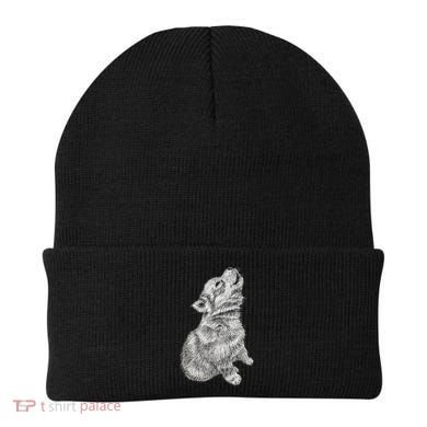 Cute Baby Howling Wolf Cub Sketch TShirt Beanie
