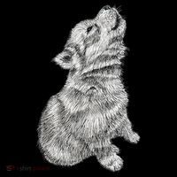Cute Baby Howling Wolf Cub Sketch TShirt Women's Hoodie thumb 2