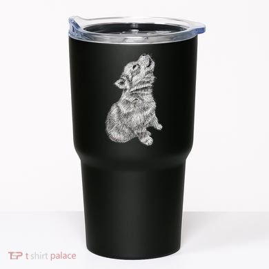 Cute Baby Howling Wolf Cub Sketch TShirt Tumbler