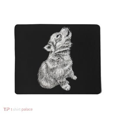 Cute Baby Howling Wolf Cub Sketch TShirt Mousepad