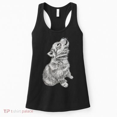 Cute Baby Howling Wolf Cub Sketch TShirt Women's Tank Top