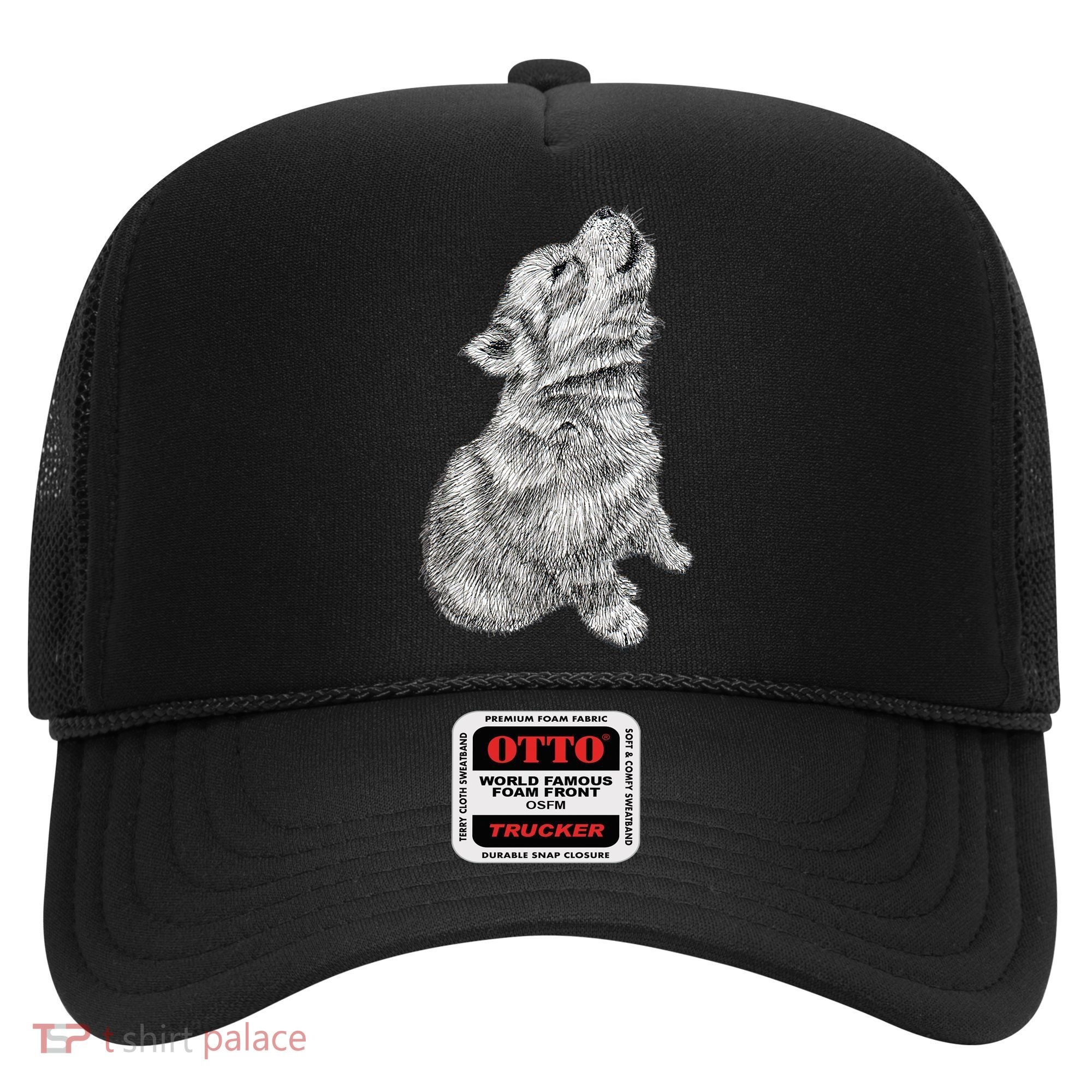 Cute Baby Howling Wolf Cub Sketch TShirt Hat