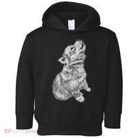 Cute Baby Howling Wolf Cub Sketch TShirt Toddler Hoodie thumb 0