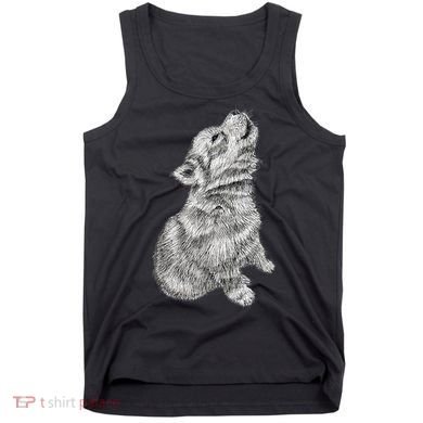 Cute Baby Howling Wolf Cub Sketch TShirt Tank Top