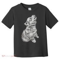 Cute Baby Howling Wolf Cub Sketch TShirt Toddler T-Shirt thumb 0
