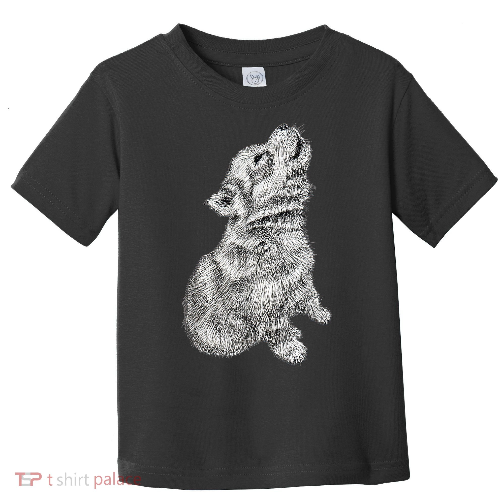 Cute Baby Howling Wolf Cub Sketch TShirt Toddler T-Shirt