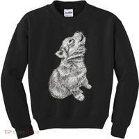 Cute Baby Howling Wolf Cub Sketch TShirt Kids Sweatshirt thumb 0