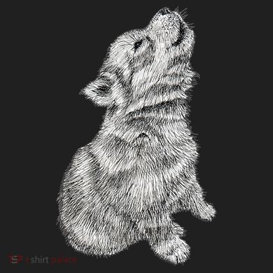 Cute Baby Howling Wolf Cub Sketch TShirt Kids Long Sleeve Plaid Pajama Set