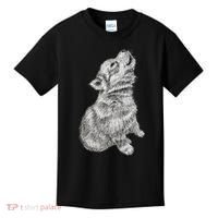 Cute Baby Howling Wolf Cub Sketch TShirt Kids T-Shirt thumb 0