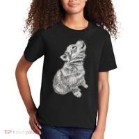 Cute Baby Howling Wolf Cub Sketch TShirt Kids T-Shirt thumb 2
