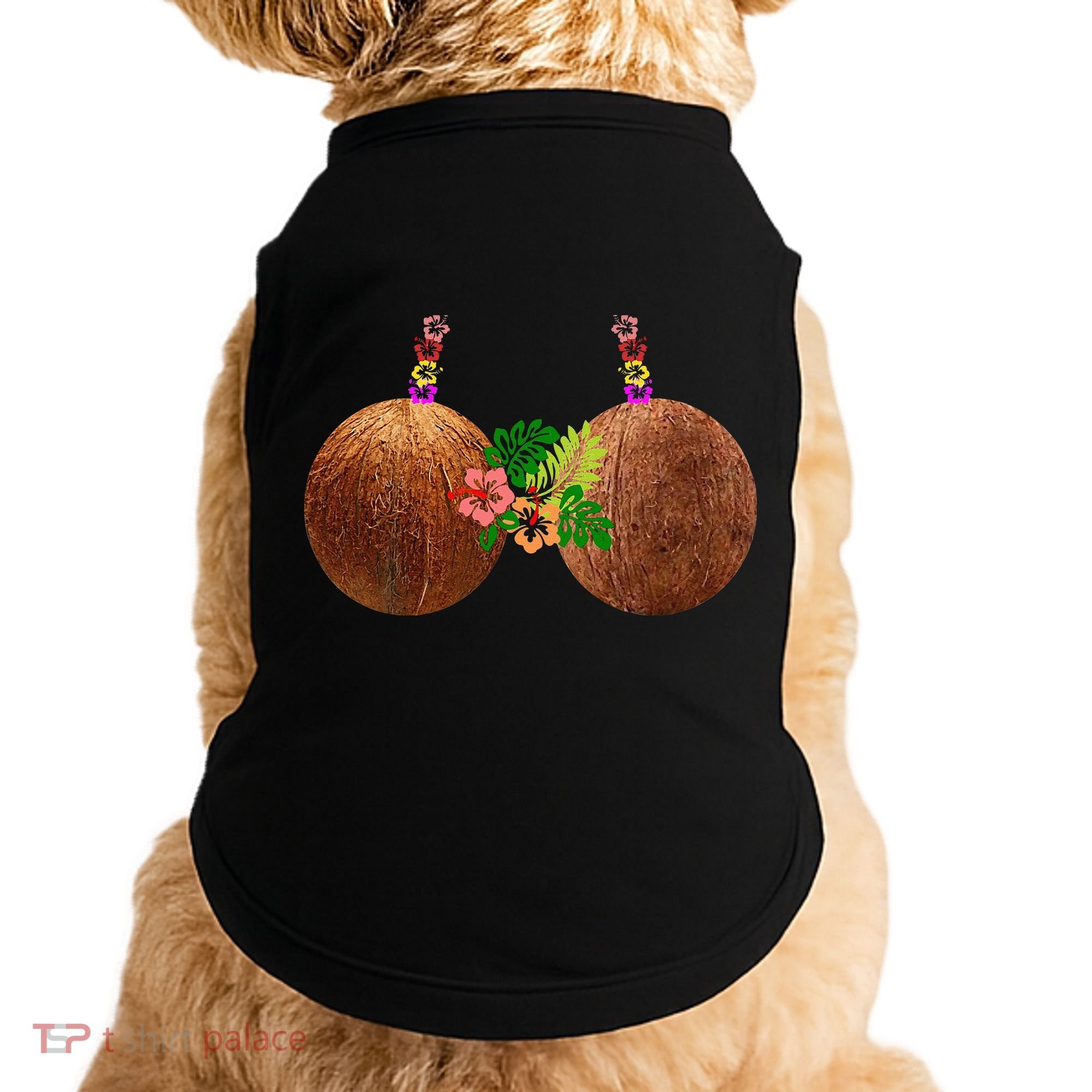 Coconut Bra Hawaii Luau Costume Funny Doggie Tank