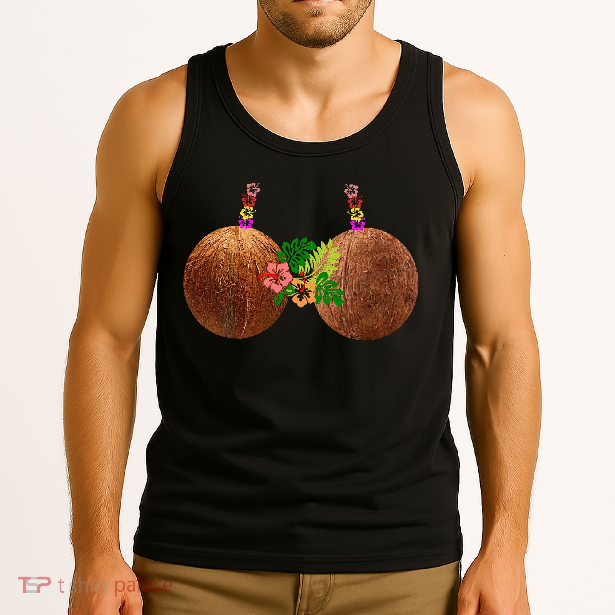 Coconut Bra Hawaii Luau Costume Funny Tank Top