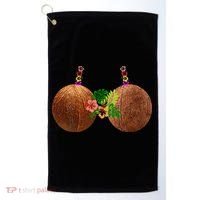 Coconut Bra Hawaii Luau Costume Funny Golf Towel thumb 0