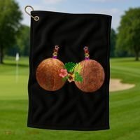 Coconut Bra Hawaii Luau Costume Funny Golf Towel thumb 1