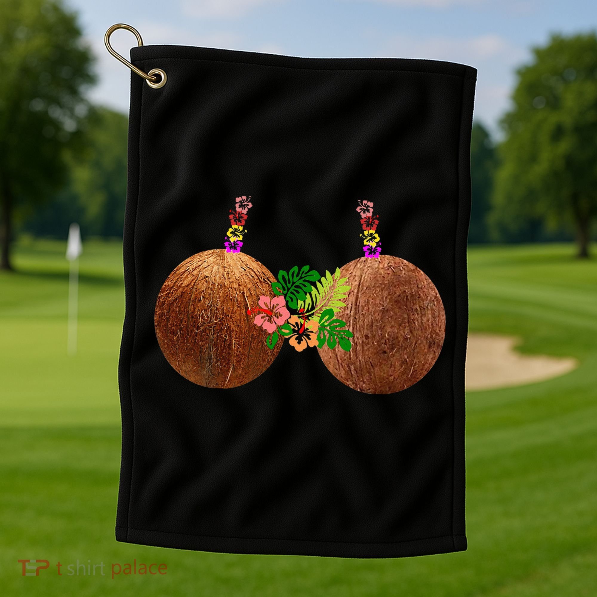 Coconut Bra Hawaii Luau Costume Funny Golf Towel