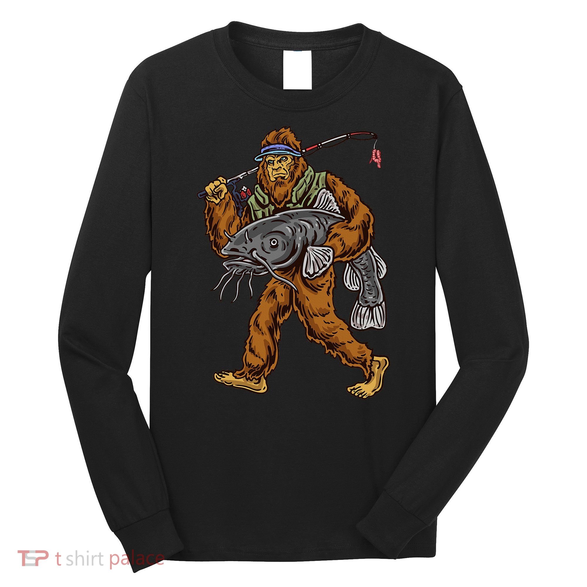 Catfishing Bigfoot Hunting Catfisher Long Sleeve Shirt