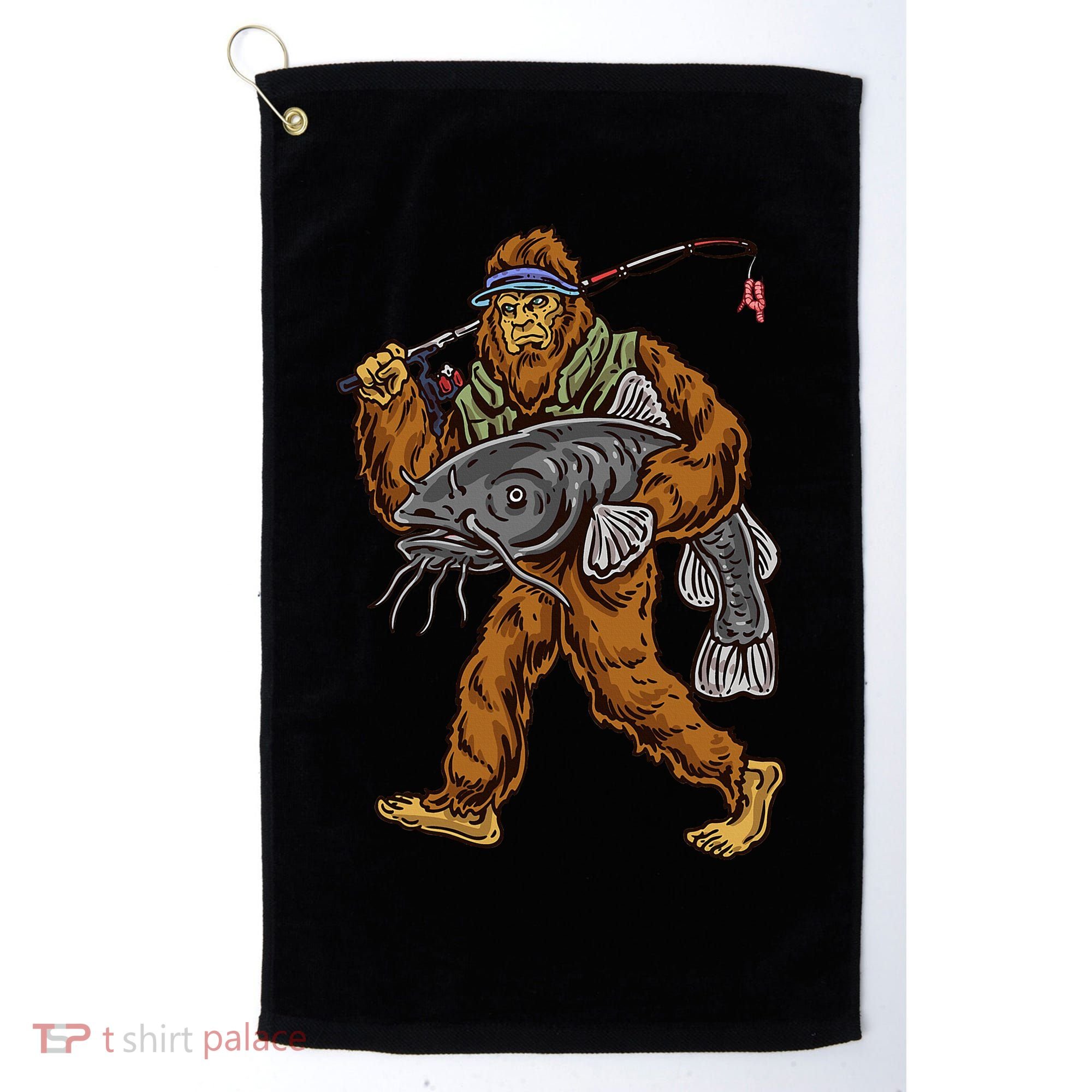 Catfishing Bigfoot Hunting Catfisher Golf Towel