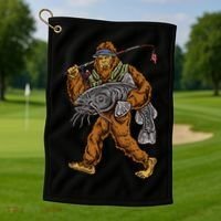 Catfishing Bigfoot Hunting Catfisher Golf Towel thumb 1