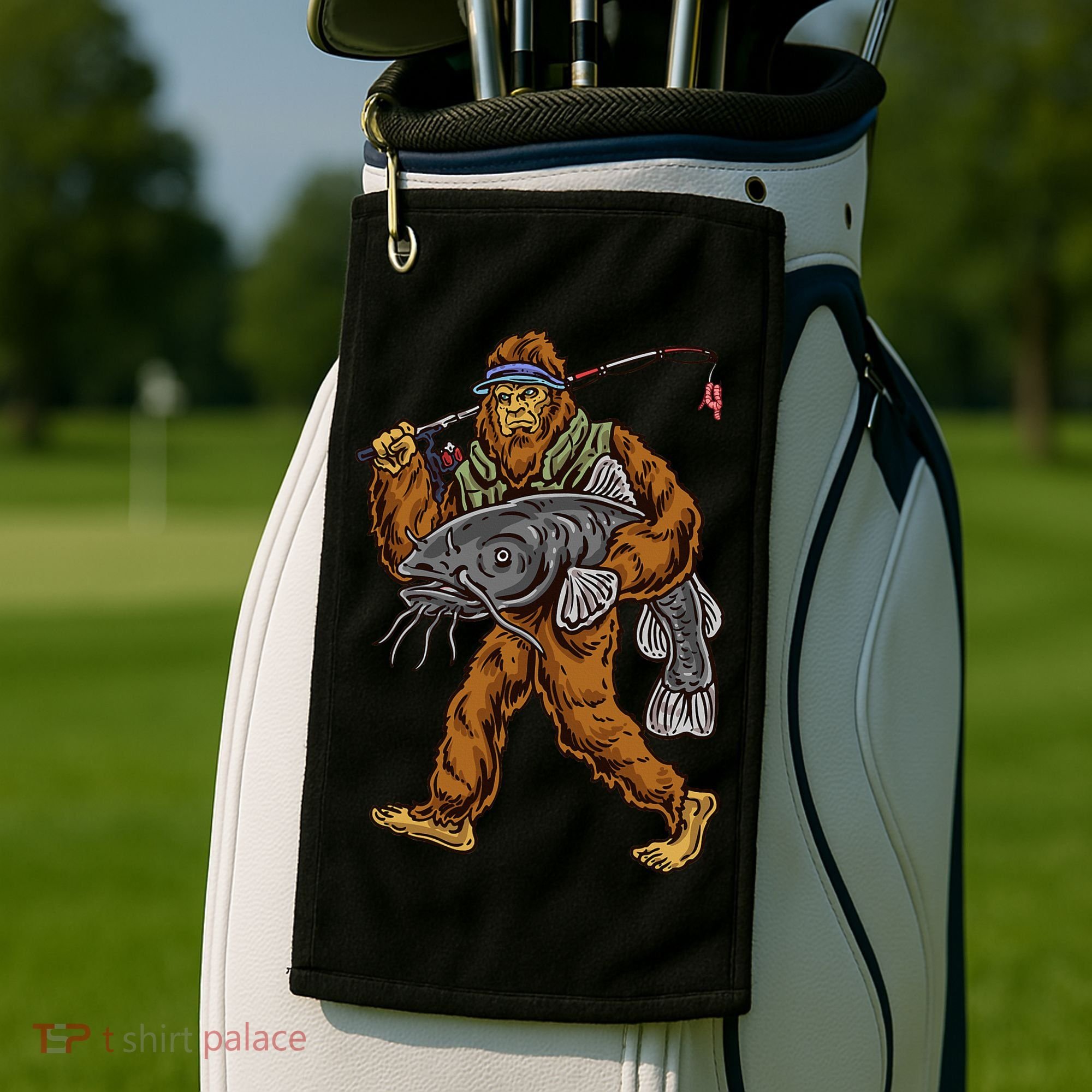 Catfishing Bigfoot Hunting Catfisher Golf Towel