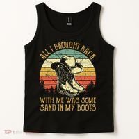 Cowboy Boots Hat Sand In My Boots Southern Western Tank Top thumb 2