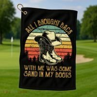 Cowboy Boots Hat Sand In My Boots Southern Western Golf Towel thumb 1