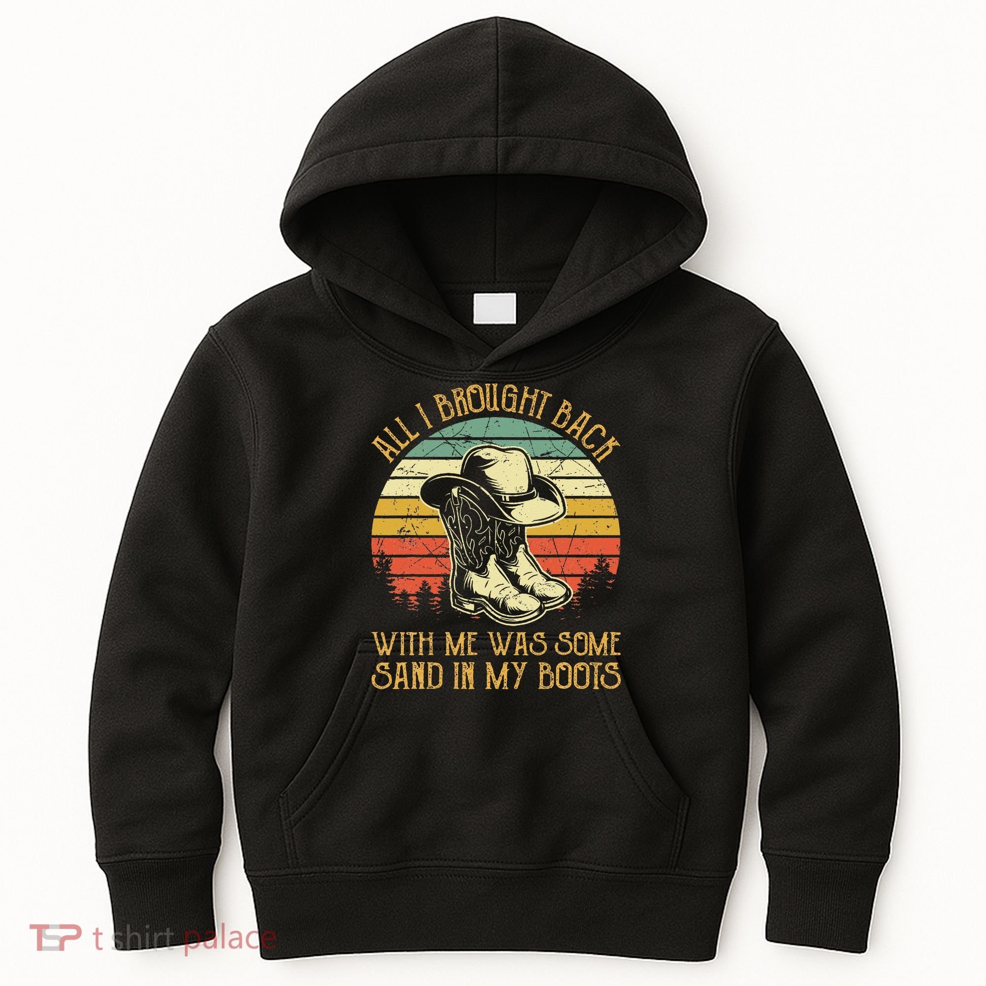 Cowboy Boots Hat Sand In My Boots Southern Western Kids Hoodie